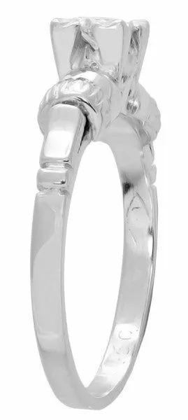 Retro Moderne Bows 1950's Vintage Solitaire Diamond Engagement Ring in Platinum | 0.33 Carat