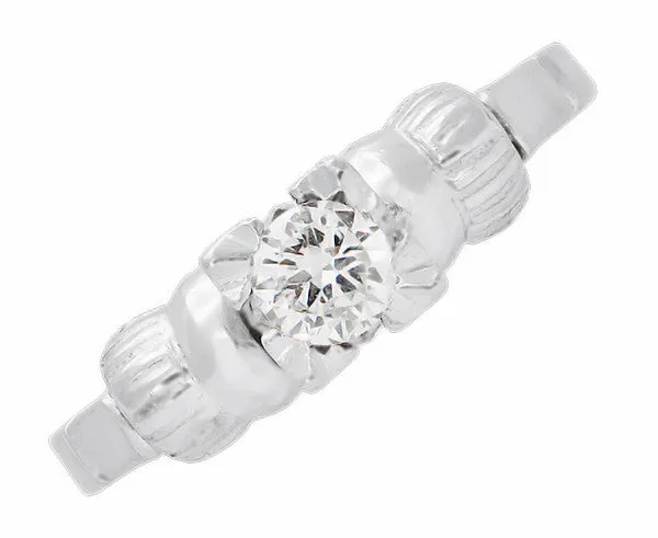 Retro Moderne Bows 1950's Vintage Solitaire Diamond Engagement Ring in Platinum | 0.33 Carat