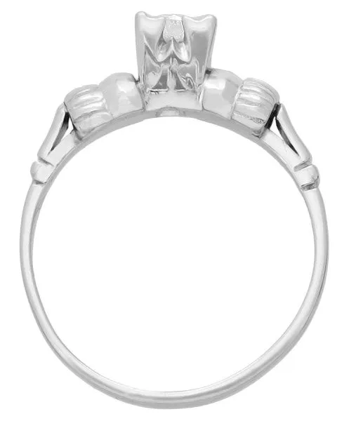 Retro Moderne Bows 1950's Vintage Solitaire Diamond Engagement Ring in Platinum | 0.33 Carat