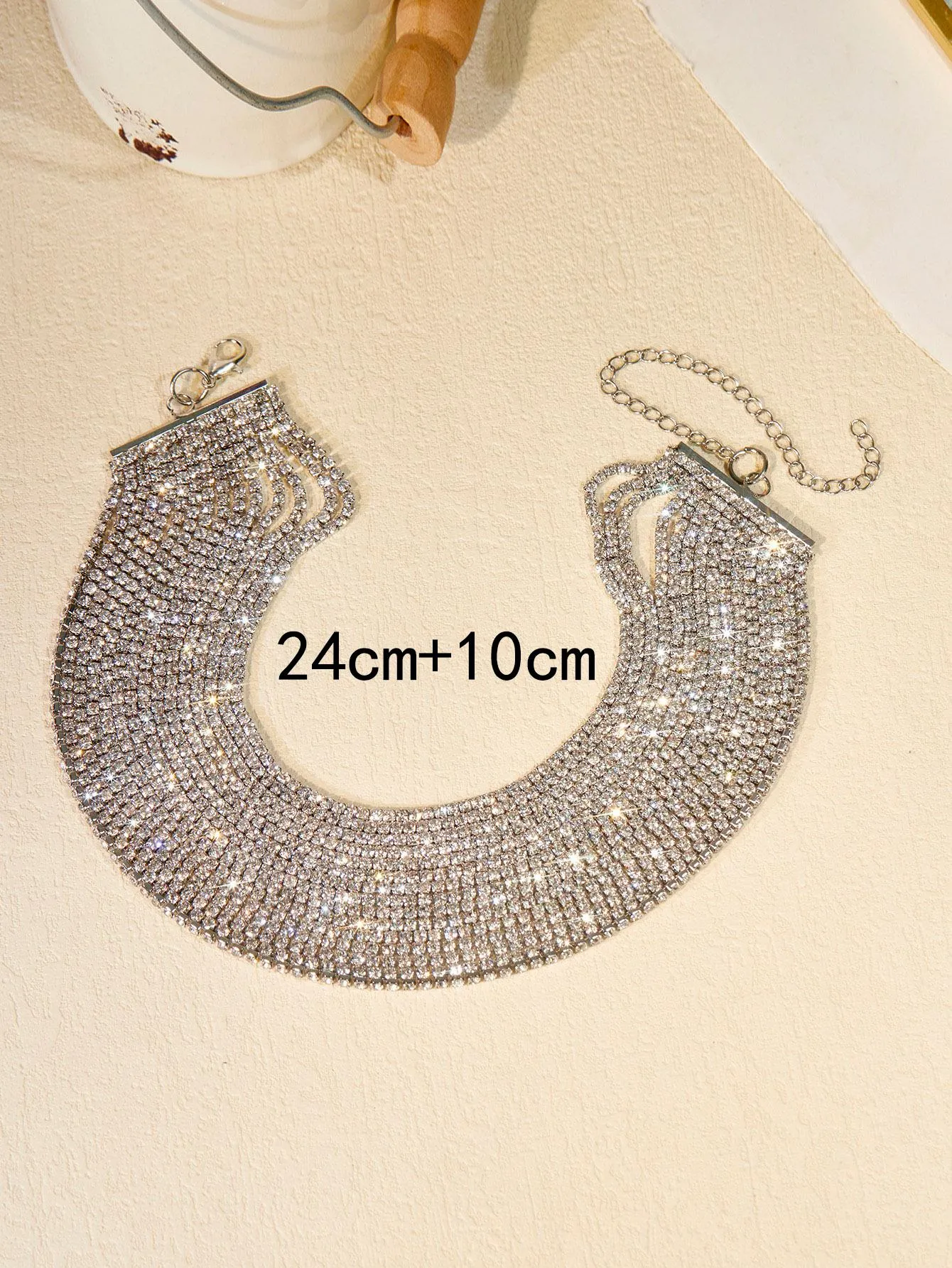 Rhinestone Decor Layered Necklace - Silver