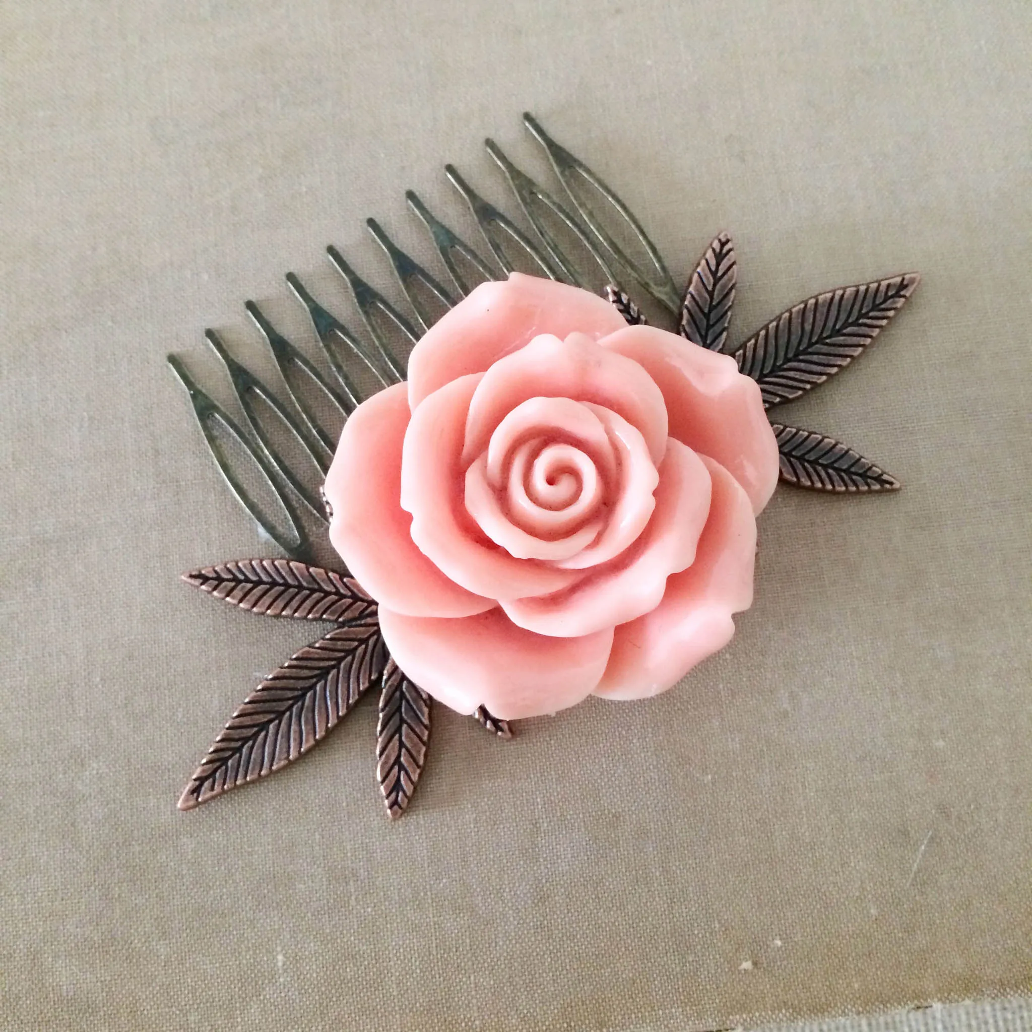 Rose Weed Comb - Coral & Copper