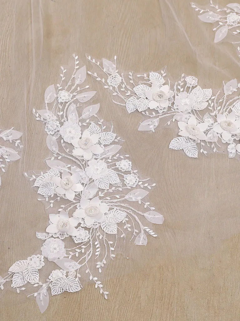 Roycebridal 3D Flower Lace with Rhinestones Cathedral Veil Bridal Veil Wedding Veil