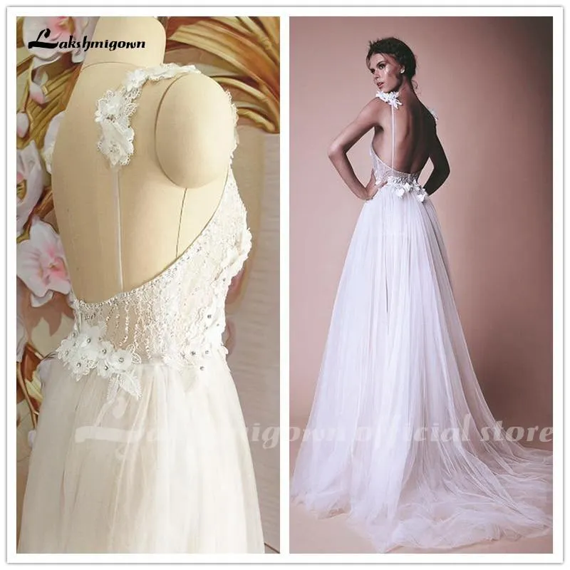 Roycebridal Flowers Beaded Bodice of Jumpsuit A-Line Wedding Dress