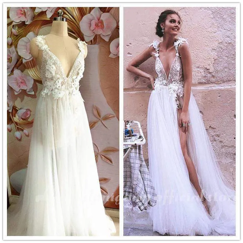 Roycebridal Flowers Beaded Bodice of Jumpsuit A-Line Wedding Dress