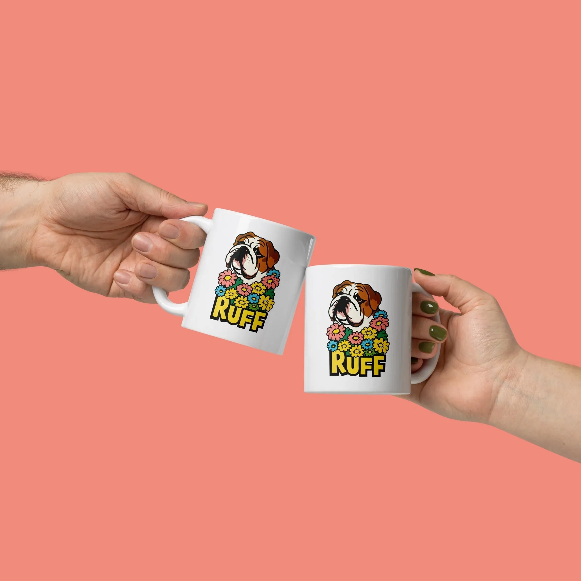 Ruff in Bloom: English Bulldog Mug