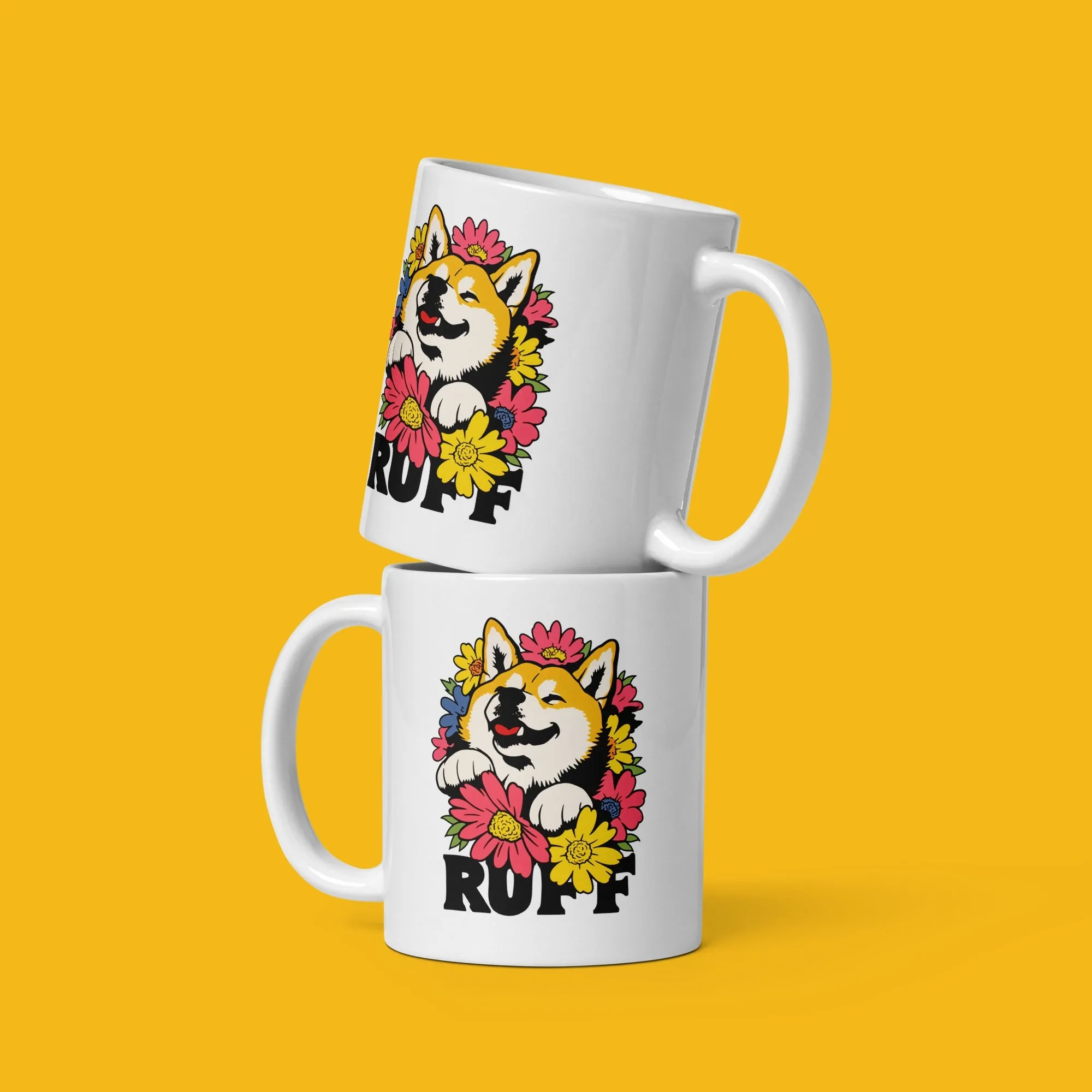 Ruff in Bloom: Shiba Inu Mug