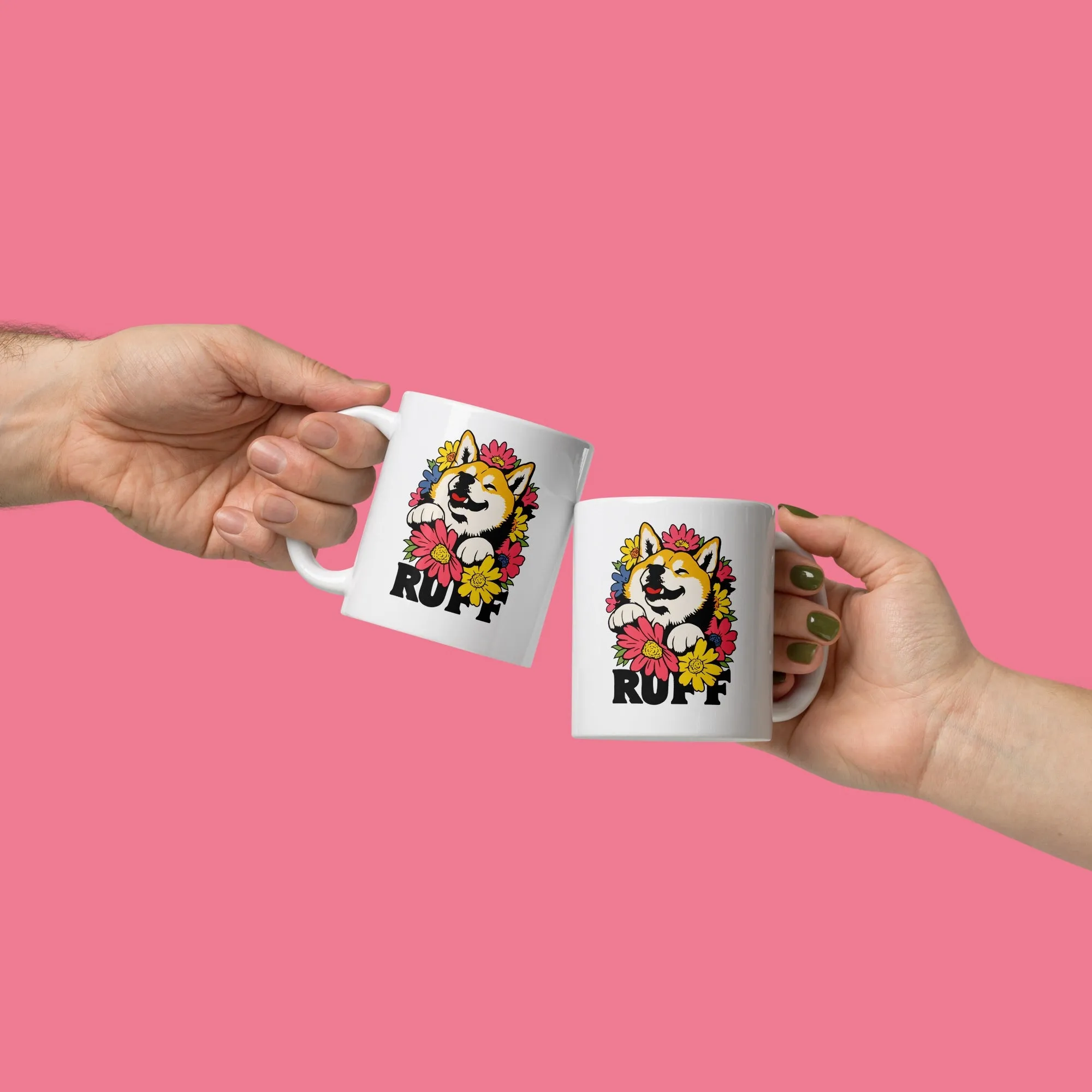 Ruff in Bloom: Shiba Inu Mug