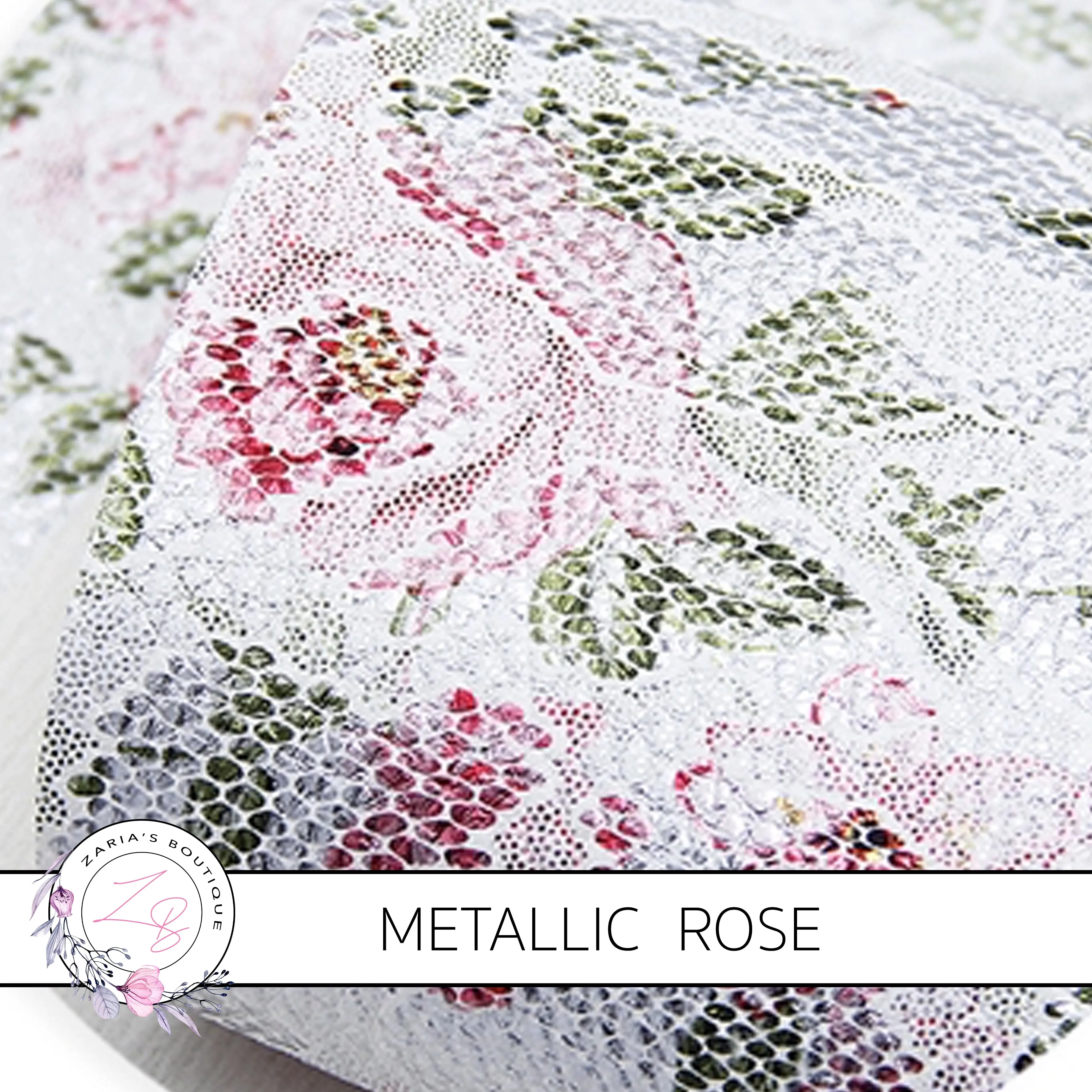 SALE Vintage Rose Light Pink Metallic Silver Embossed Lace Floral  ~ Faux Leather Sheets