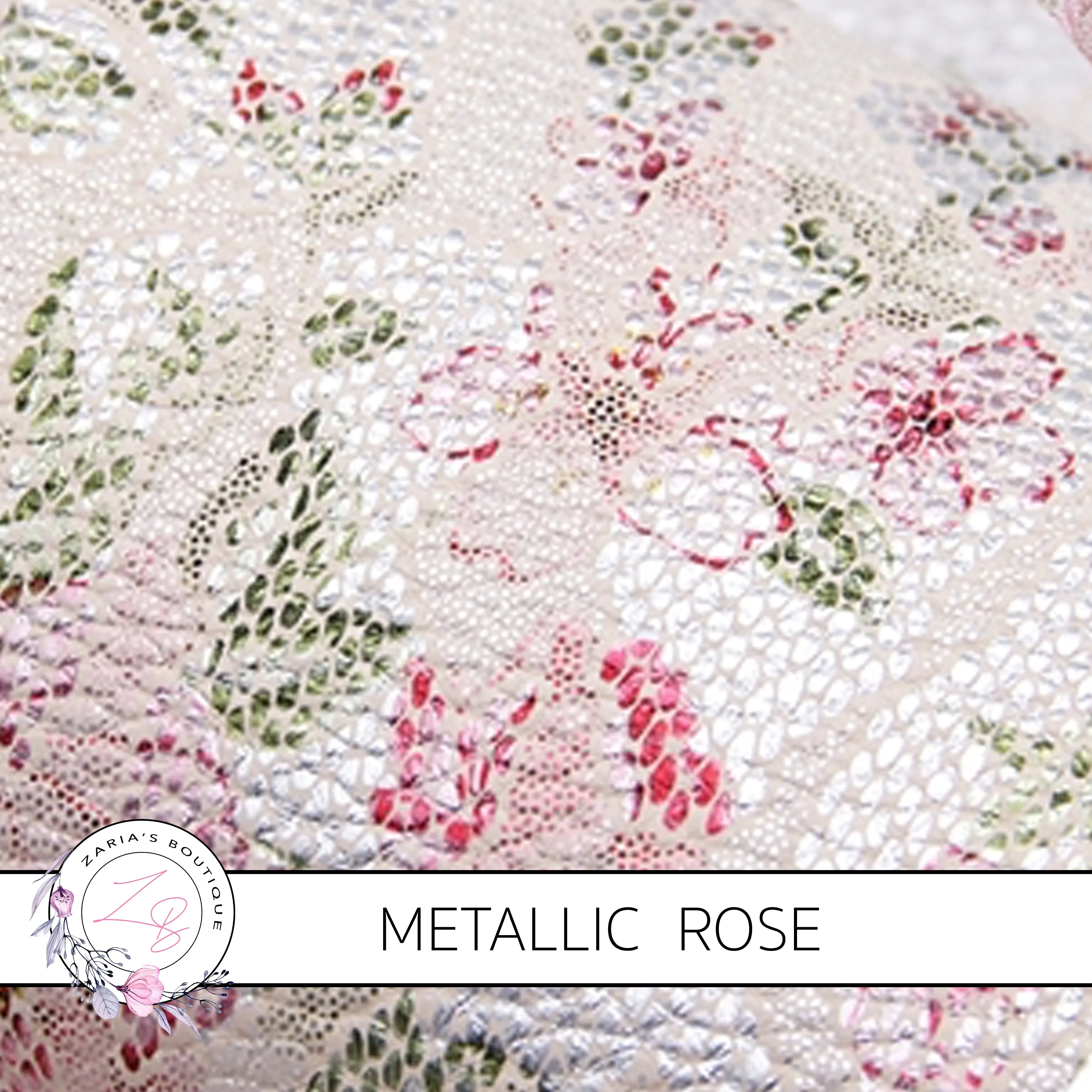 SALE Vintage Rose Light Pink Metallic Silver Embossed Lace Floral  ~ Faux Leather Sheets