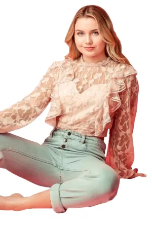 Scarlet Ruffle Lace Top