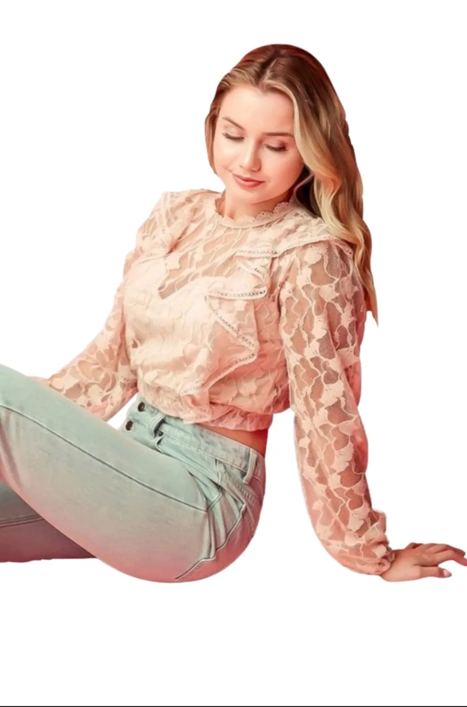 Scarlet Ruffle Lace Top