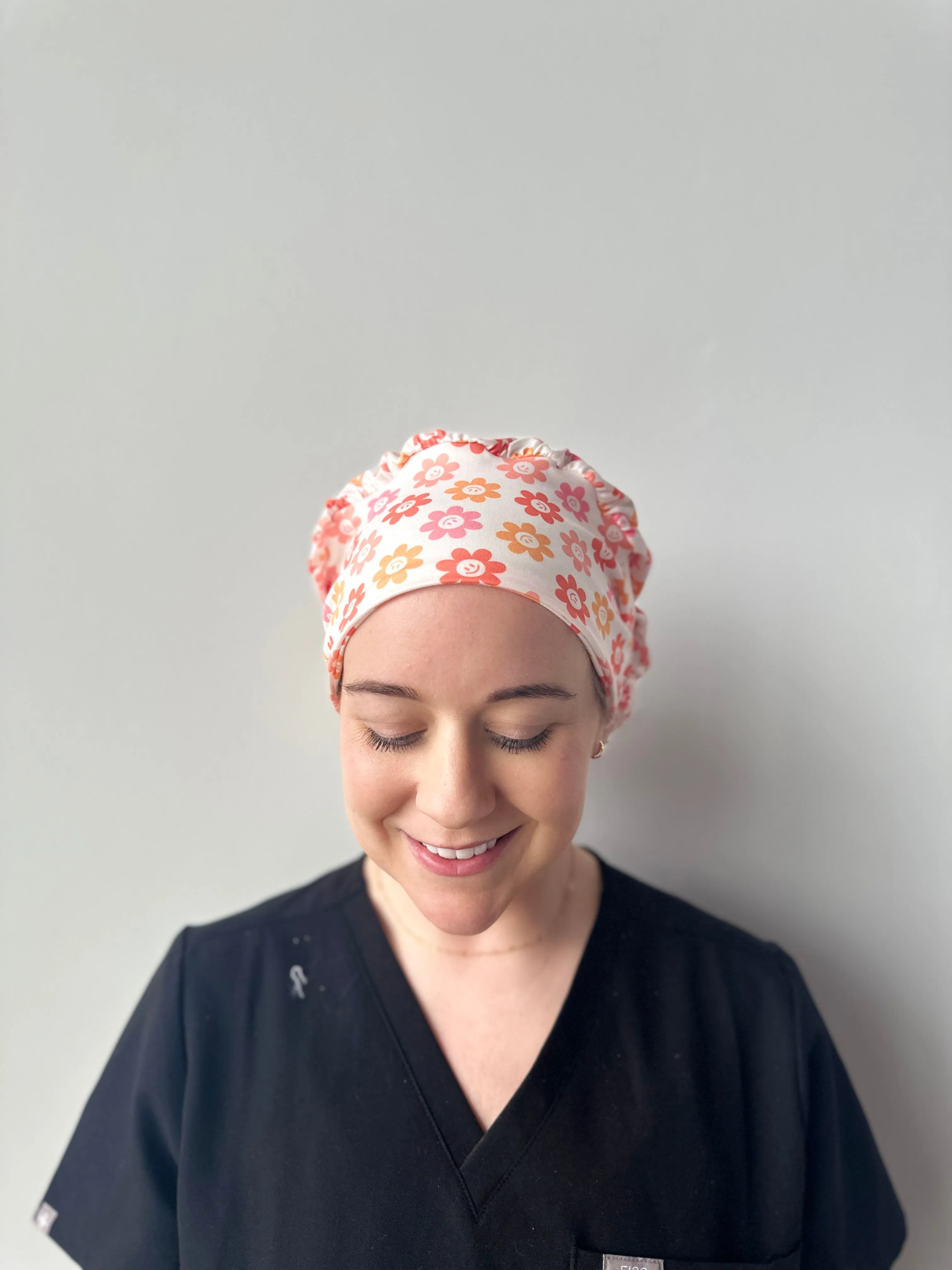 Scrub Hat - Smiley Flowers