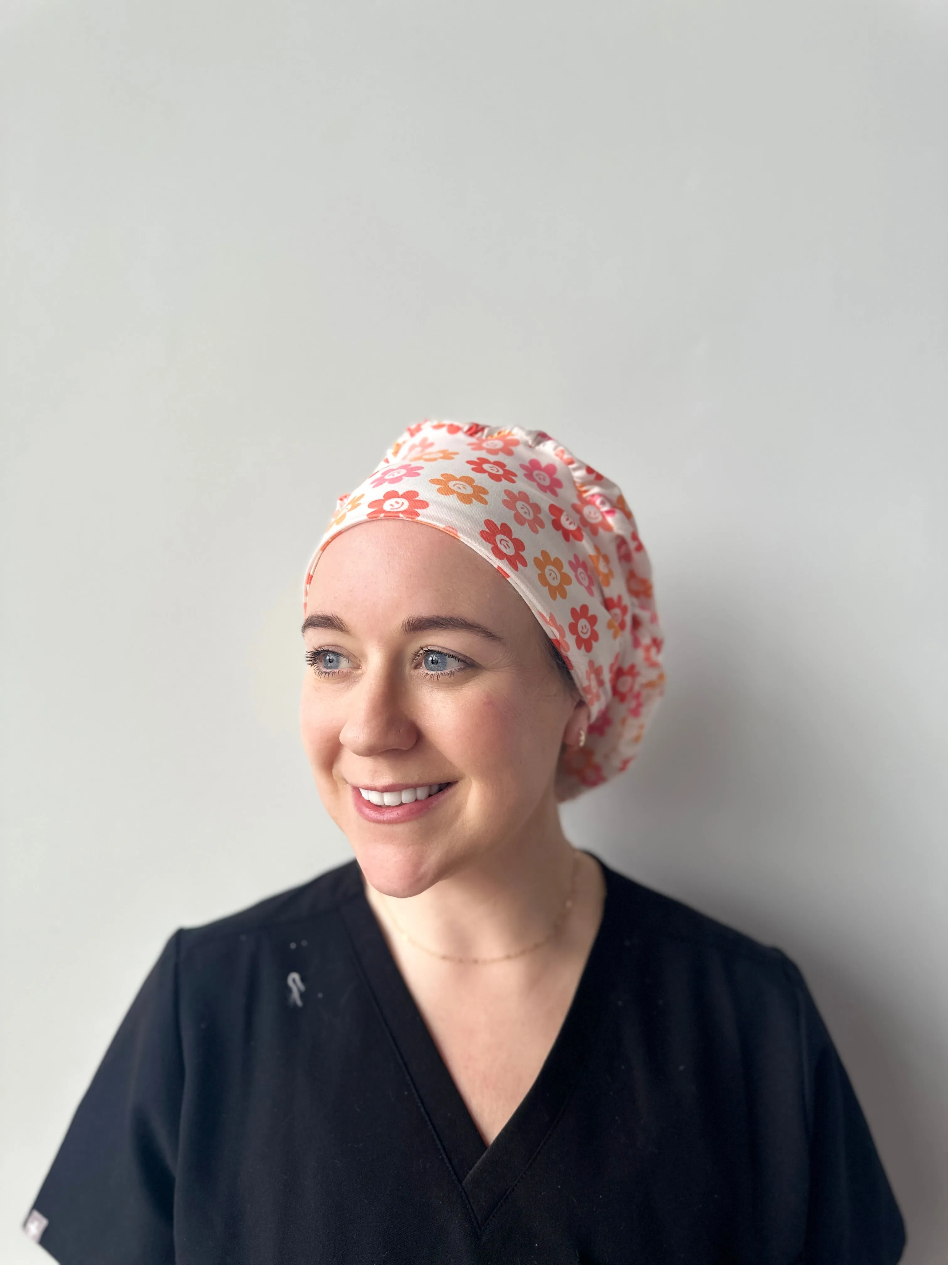 Scrub Hat - Smiley Flowers