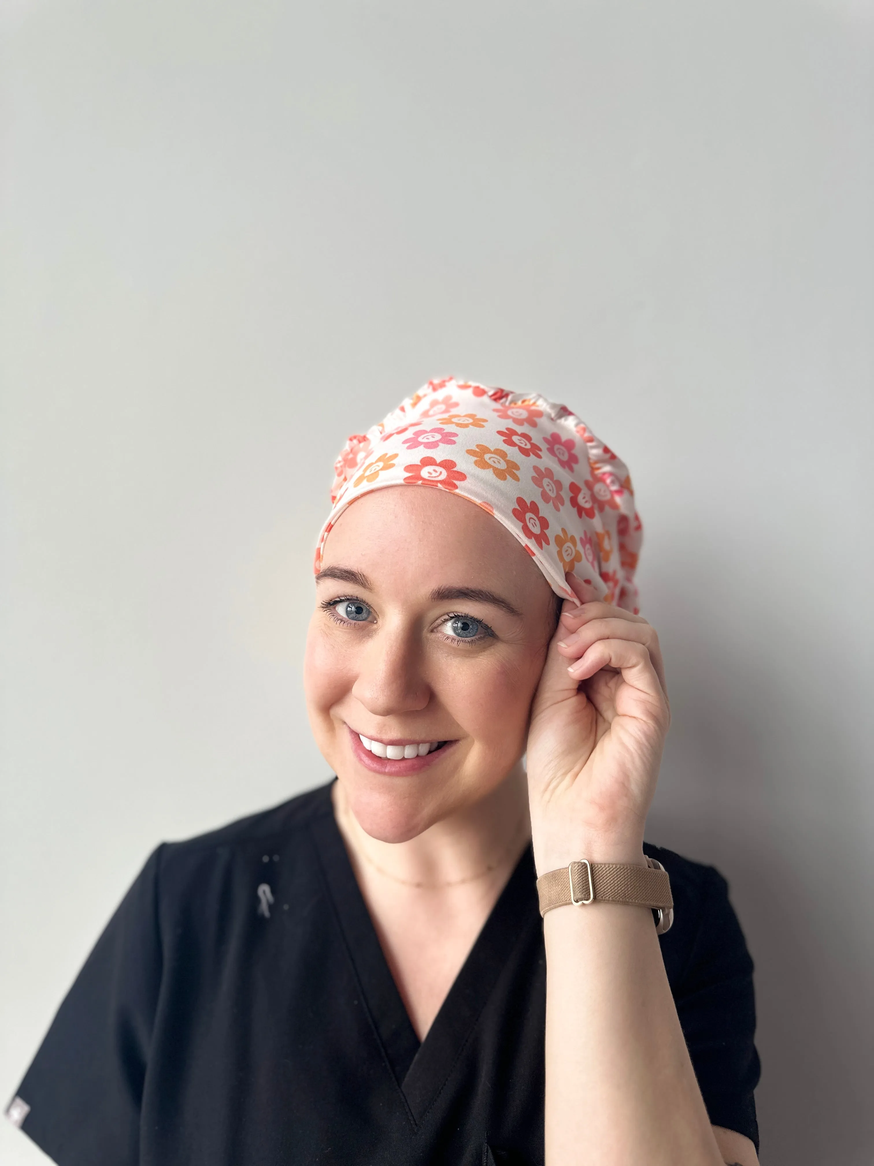 Scrub Hat - Smiley Flowers