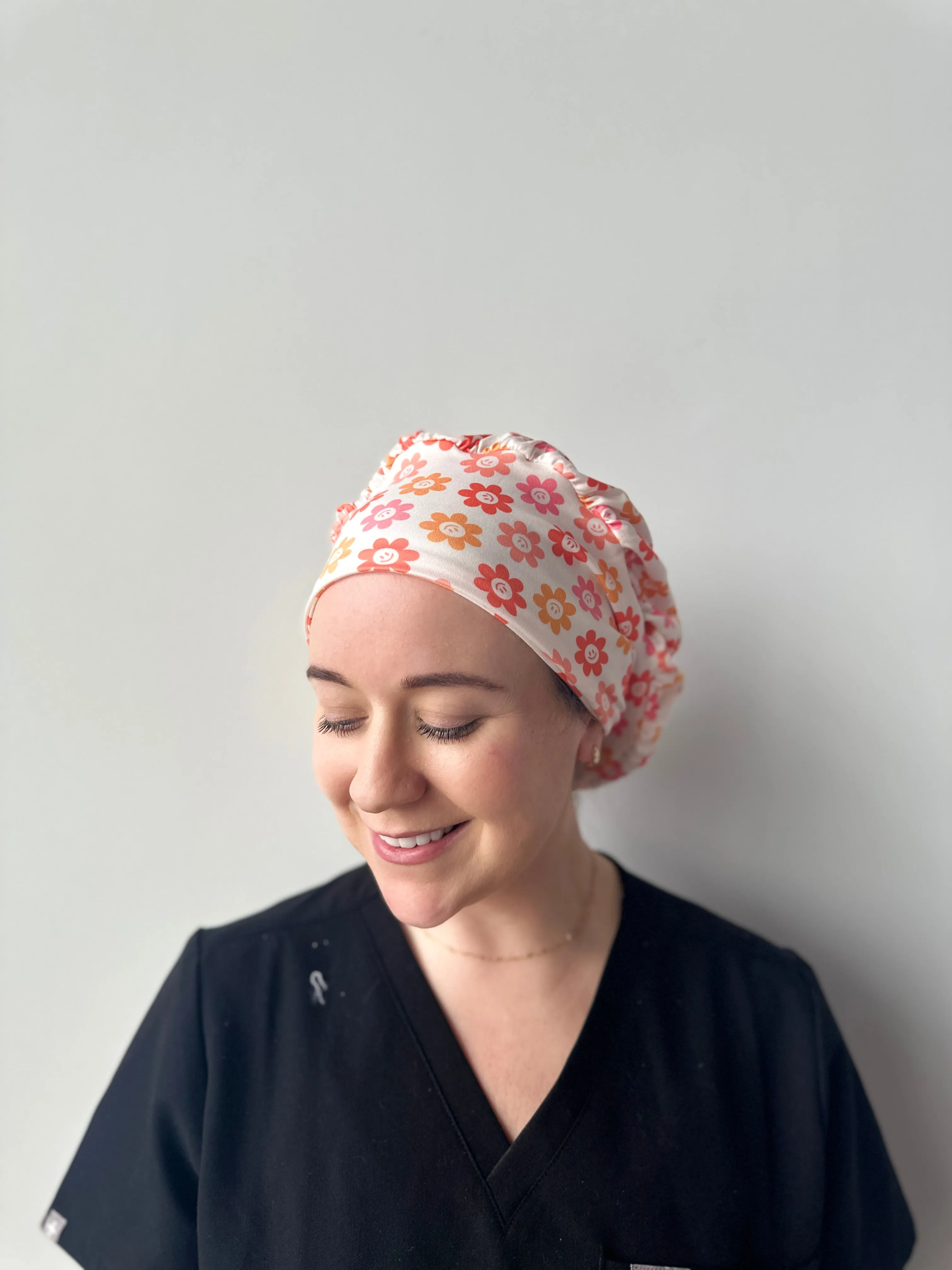 Scrub Hat - Smiley Flowers