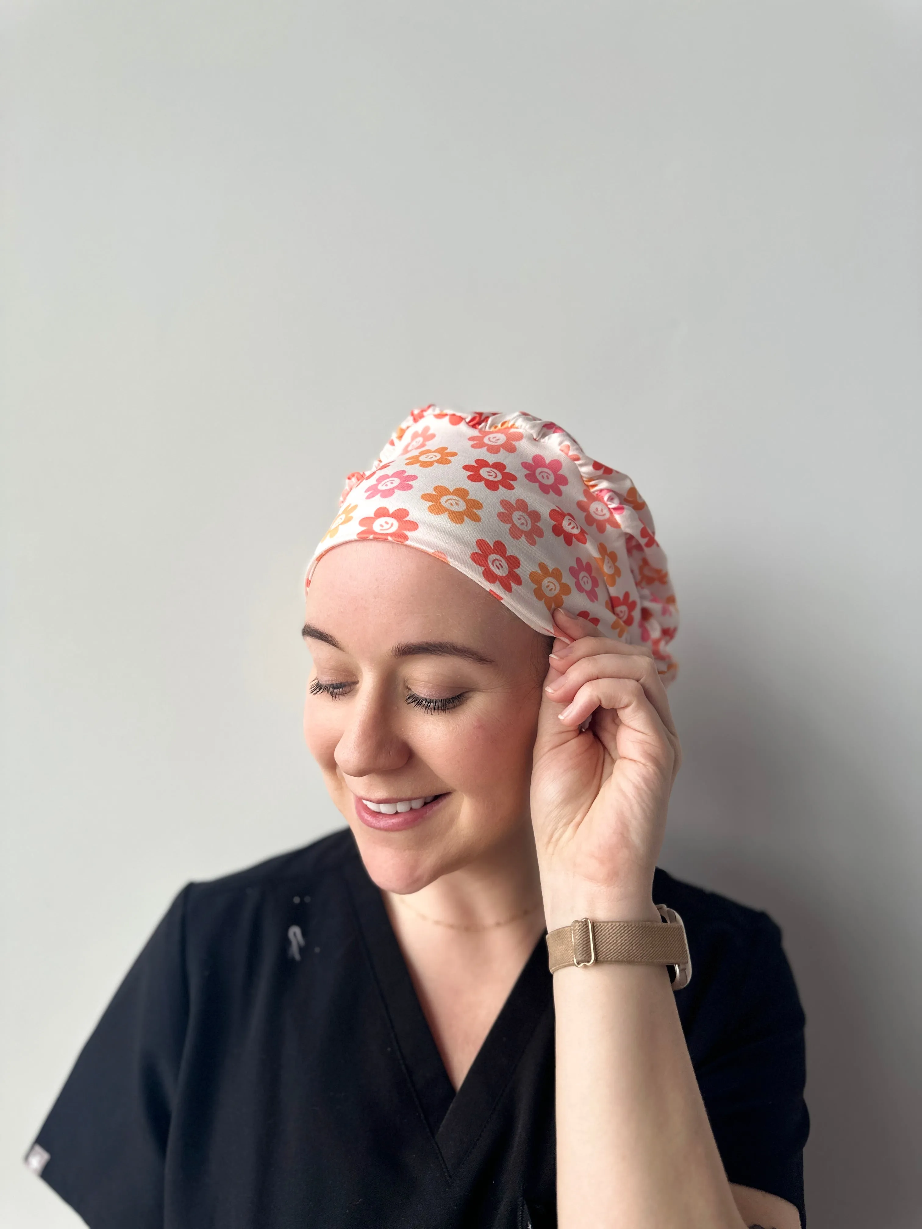 Scrub Hat - Smiley Flowers