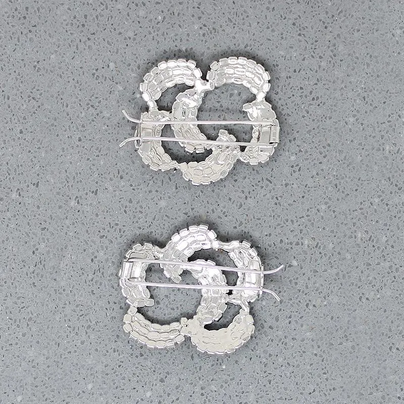 Set of Rhinestone Stylized Flower Barrettes