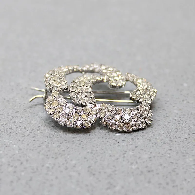 Set of Rhinestone Stylized Flower Barrettes