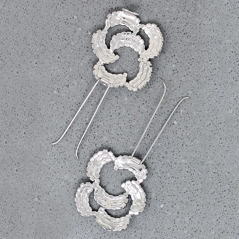 Set of Rhinestone Stylized Flower Barrettes