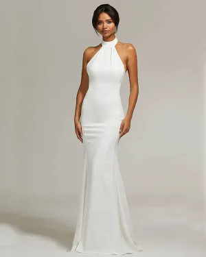 Sexy 2018 Mermaid Wedding Dresses Halter Neckline Spandex Simple Wedding Gowns Backless