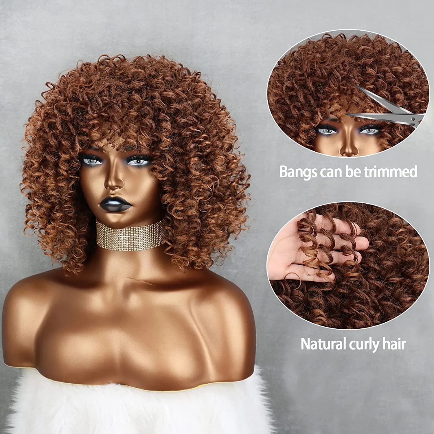 Short Curly Afro Wig for Black Women