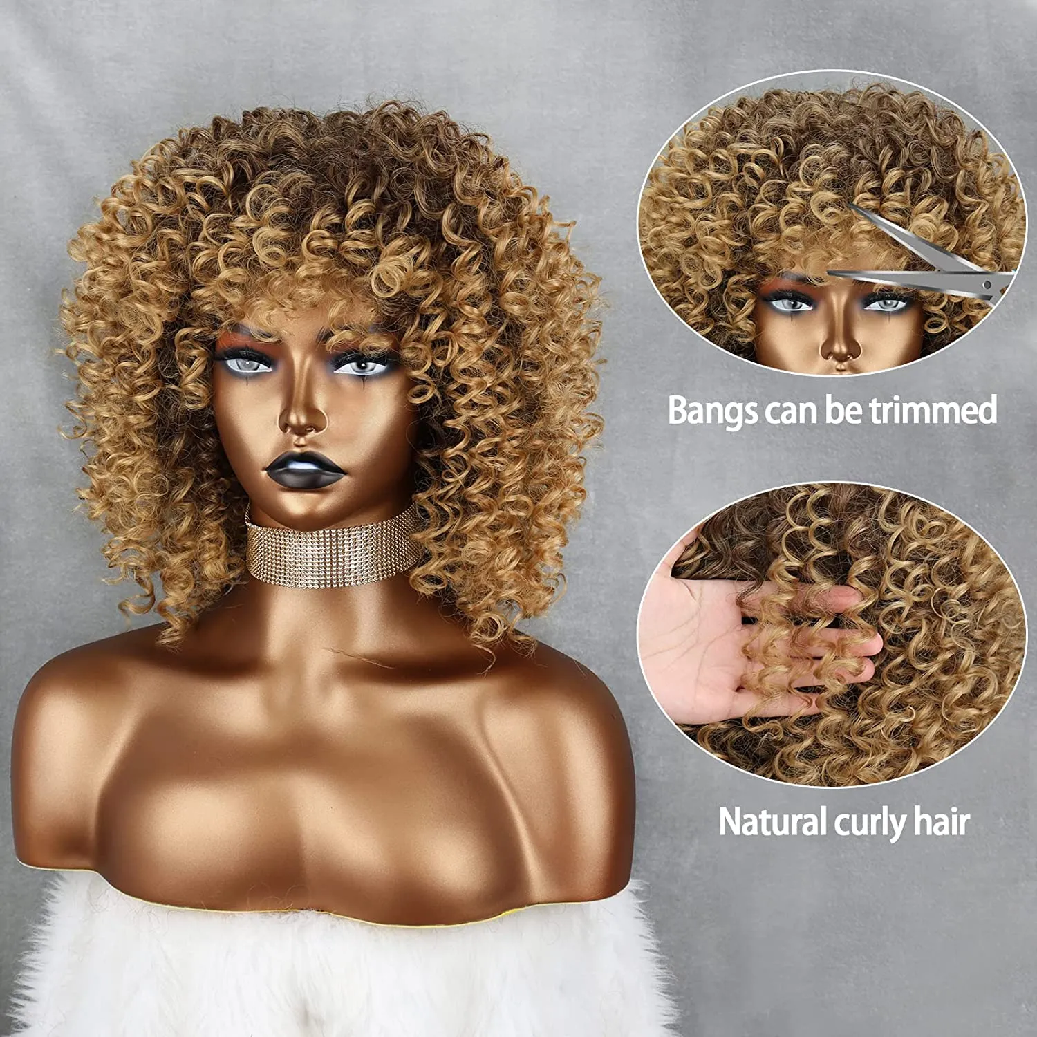 Short Curly Afro Wig for Black Women
