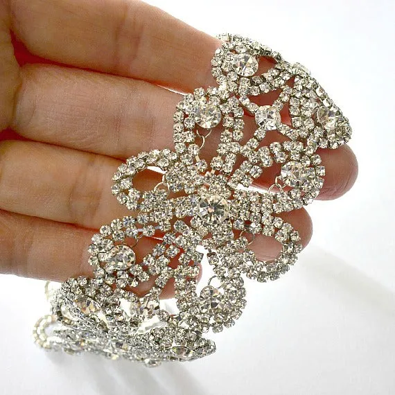 Silver Bridal Diamante Crystal Choker, Vintage Style Rhinestone Diamante Choker, Diamante Choker Necklace