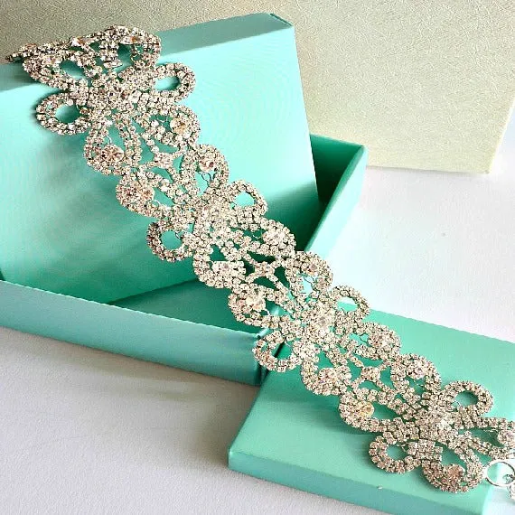Silver Bridal Diamante Crystal Choker, Vintage Style Rhinestone Diamante Choker, Diamante Choker Necklace