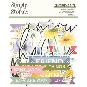 Simple Stories - Simple Vintage Meadow Flowers - Sentiment Bits & Pieces