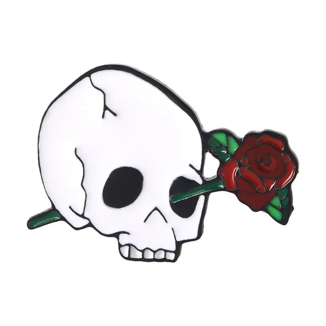Skeleton/Floral Enamel Pin