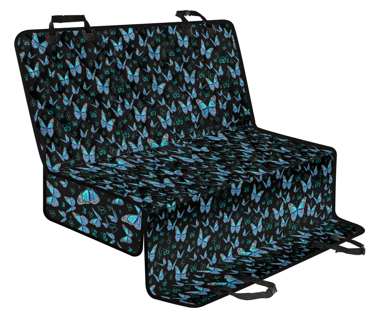 Small Blue Butterflies Car Pet Seat Cover Bench Seat Protector