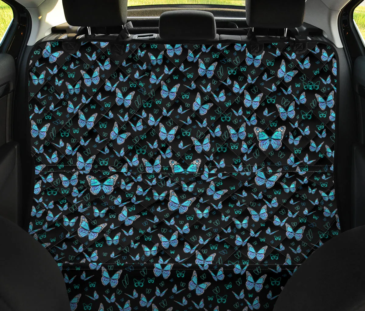 Small Blue Butterflies Car Pet Seat Cover Bench Seat Protector