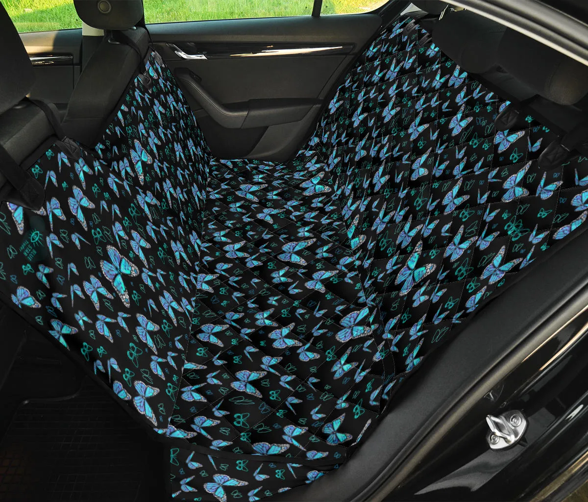 Small Blue Butterflies Car Pet Seat Cover Bench Seat Protector