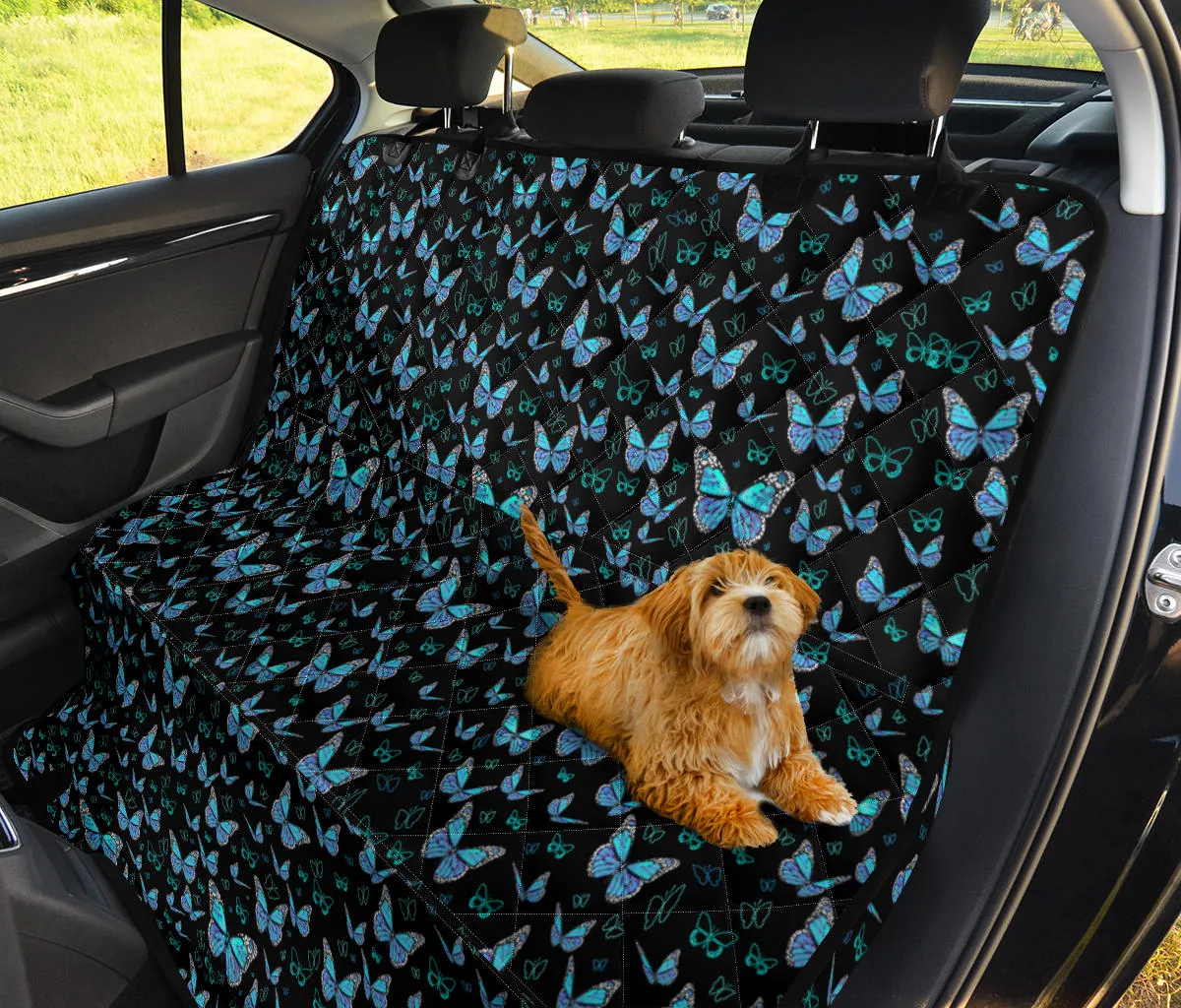 Small Blue Butterflies Car Pet Seat Cover Bench Seat Protector