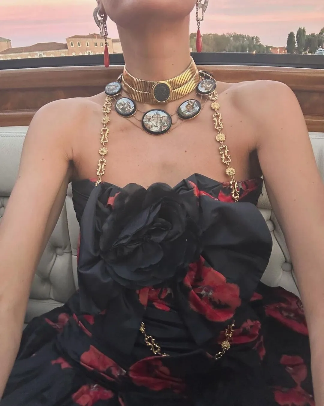 Specatacualr circa 1995 Nina Ricci Demi-Couture Strapless Floral Silk Taffeta Dress w Bow Detailing