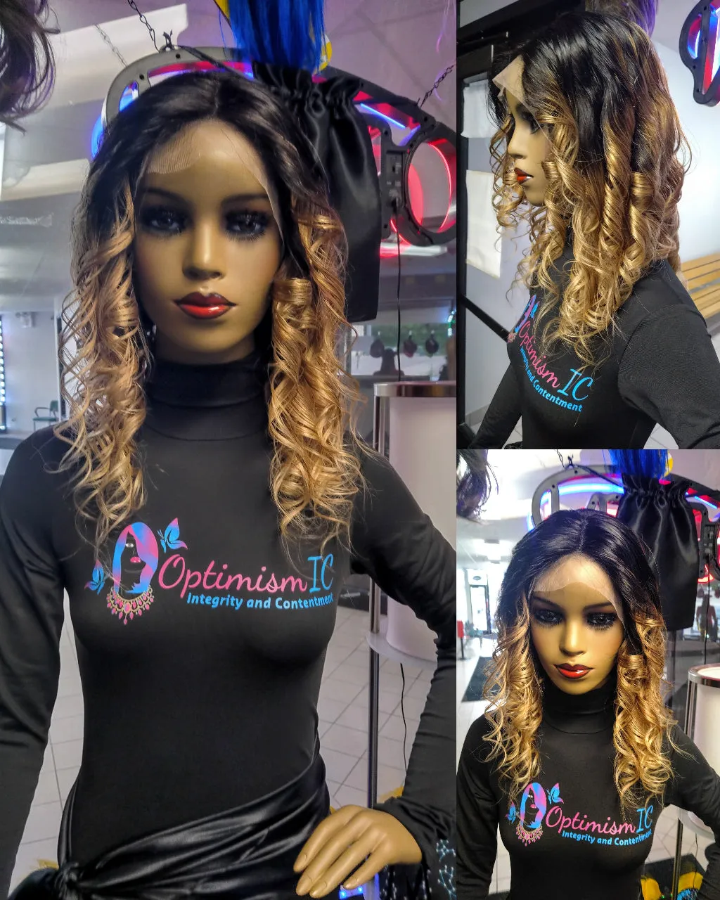 Splendor Blonde Ombre $195 100% Transparent Lace 22inches body wave Human hair Lace Front Wigs Optimismic Wigs and Gifts Shop West St Paul