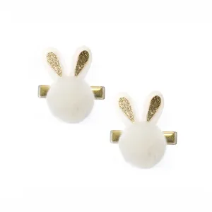 SPR- Pompom Bunny Ears Gold Hair Clips