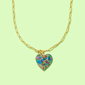 Taylor Elliot Designs: Acrylic Heart Necklace in Colorful Confetti