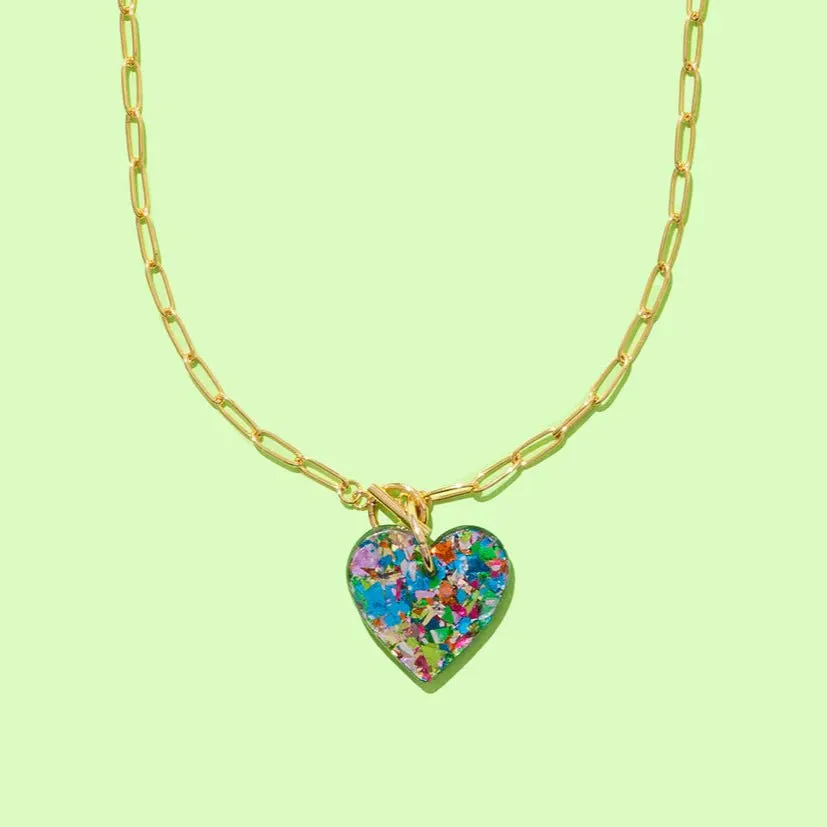 Taylor Elliot Designs: Acrylic Heart Necklace in Colorful Confetti