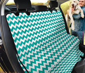 Teal and White Chevron Pet Seat Cover Back Bench Protector