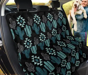 Teal Boho Cactus Pattern Back Bench Seat Cover For Pets