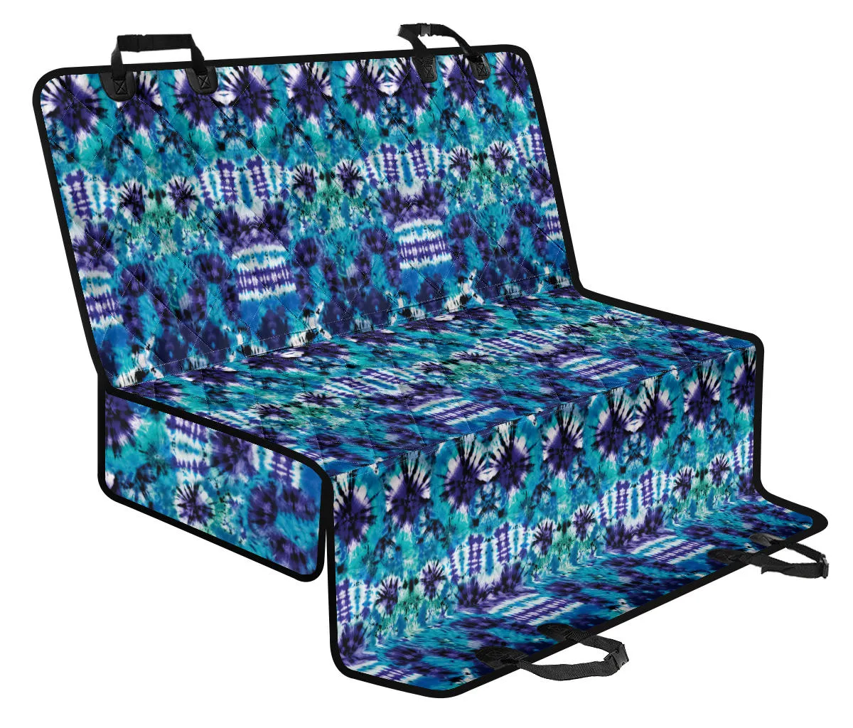 Teal Purple and Blue Tie Dye Back Seat Cover For Pets Dog Hammock