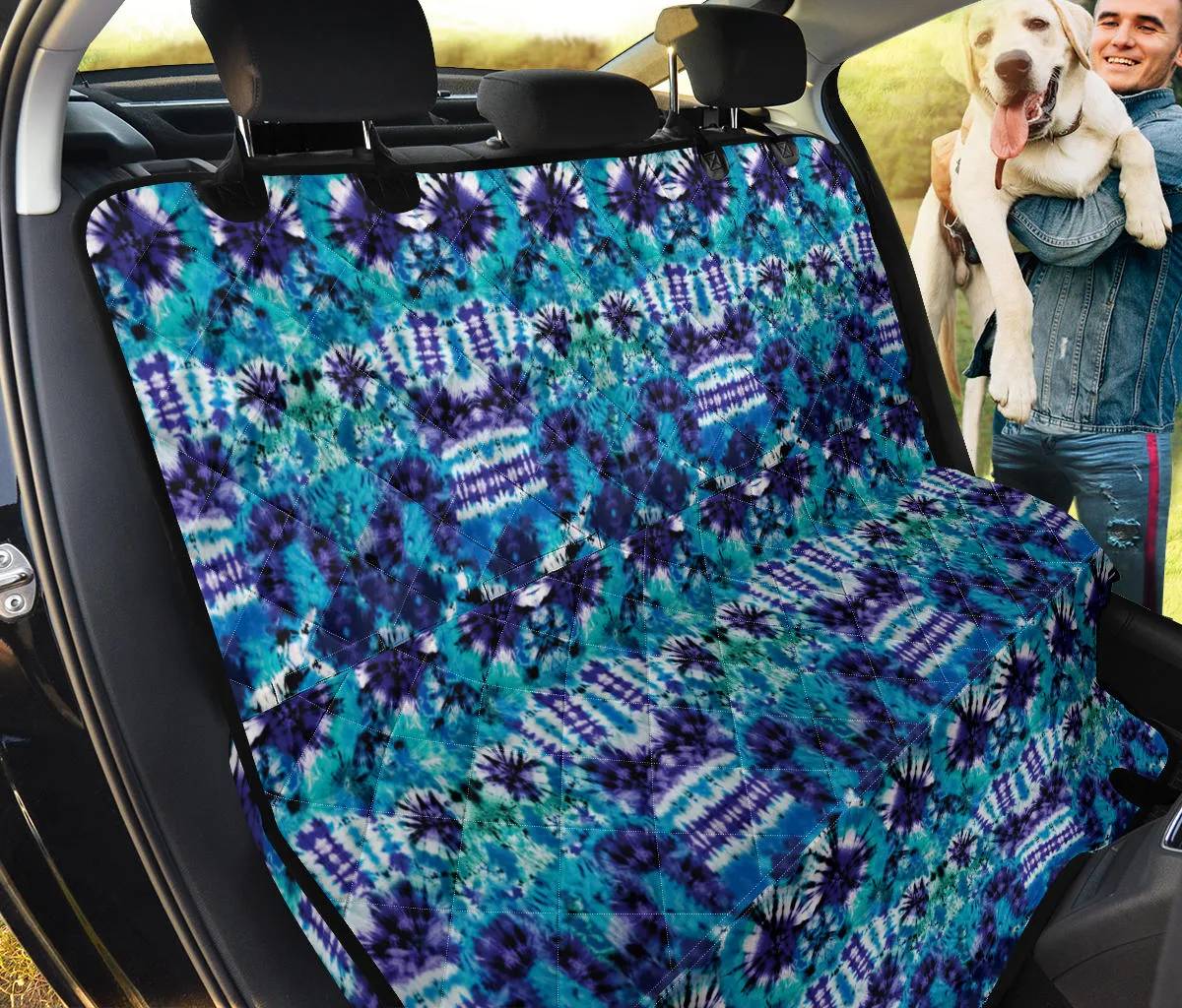 Teal Purple and Blue Tie Dye Back Seat Cover For Pets Dog Hammock