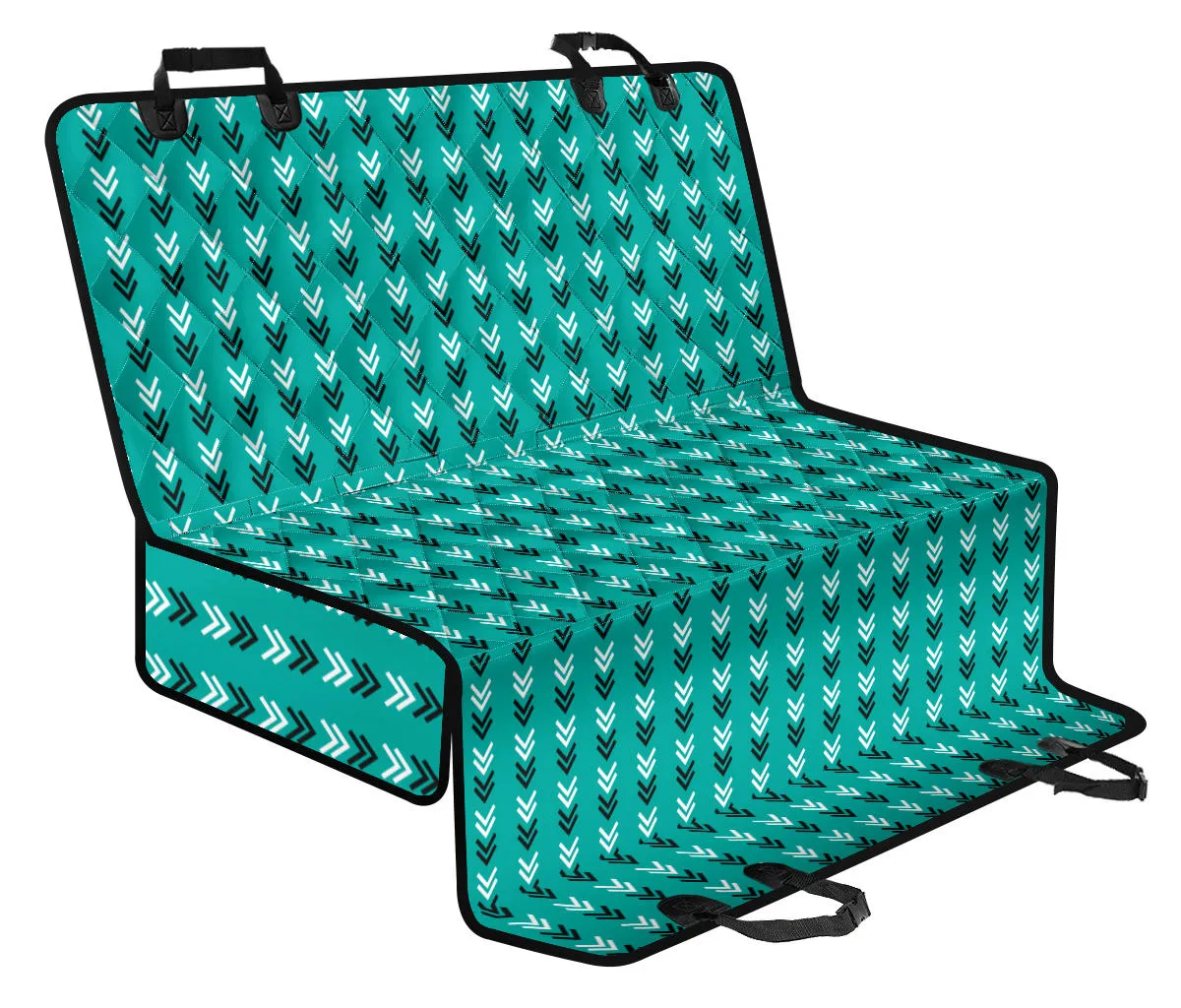 Teal, White and Black Arrow Pattern Dog Hammock Back Seat Cover For Pets