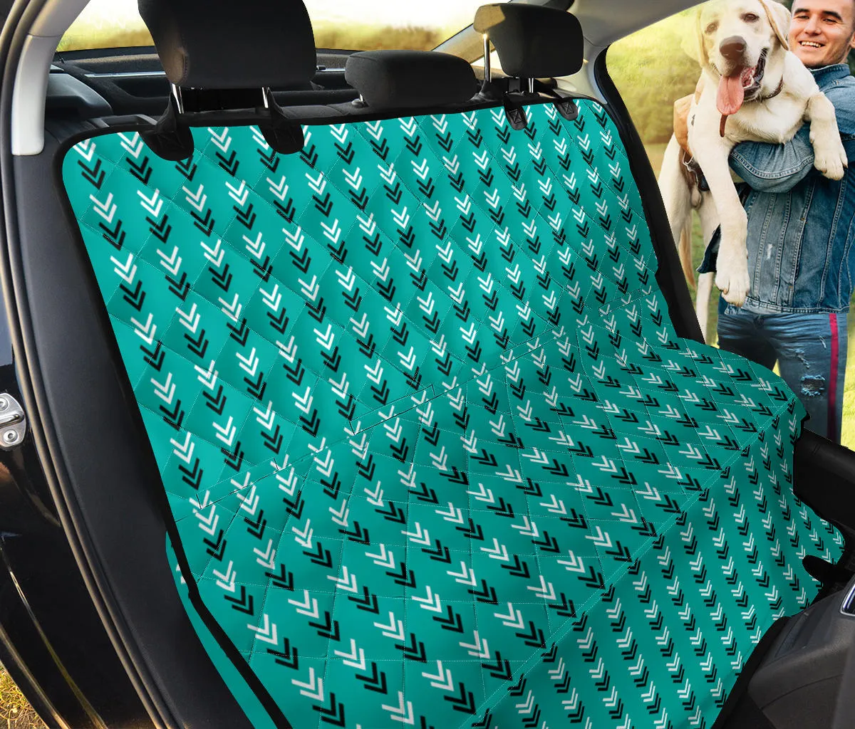 Teal, White and Black Arrow Pattern Dog Hammock Back Seat Cover For Pets