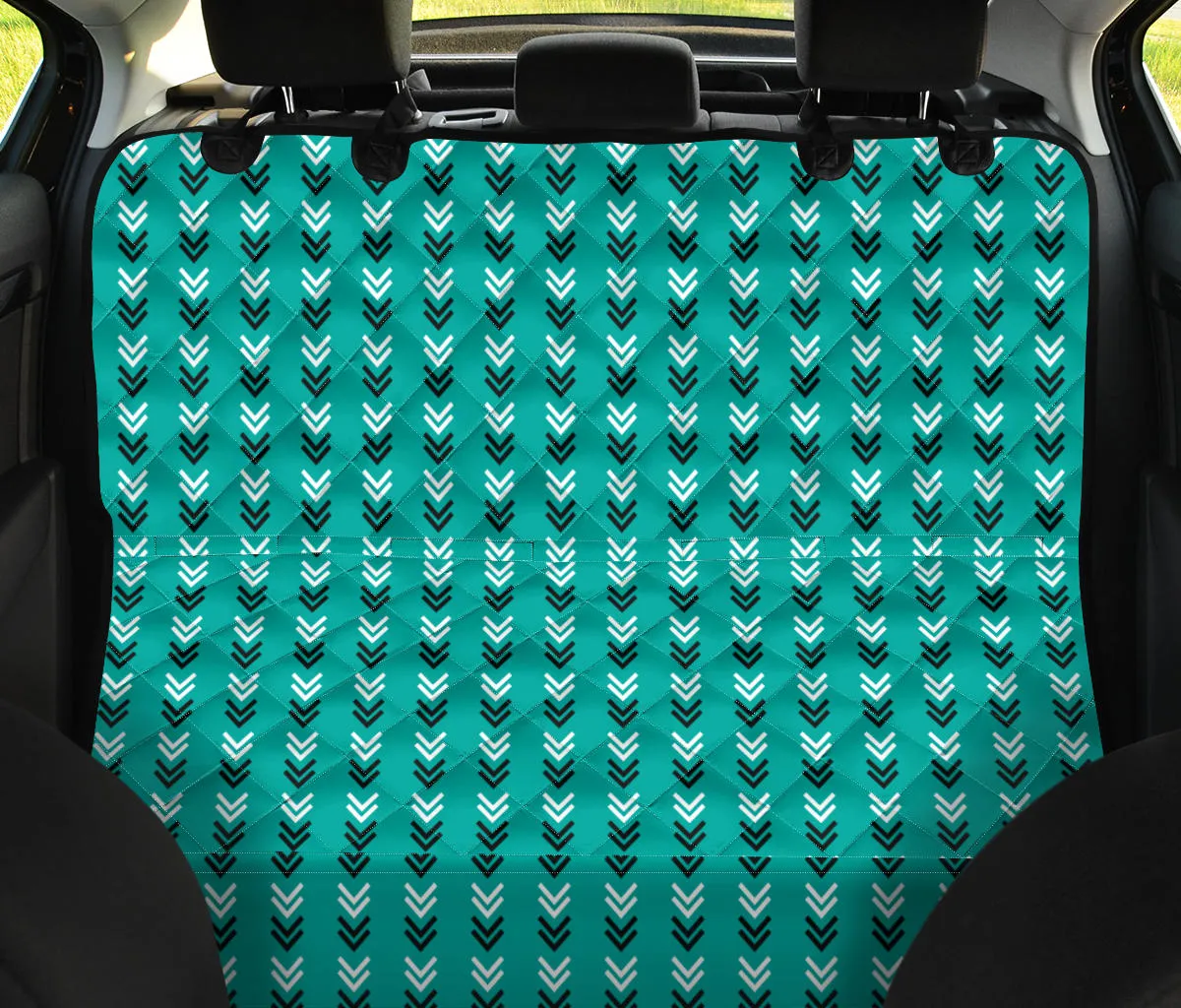 Teal, White and Black Arrow Pattern Dog Hammock Back Seat Cover For Pets