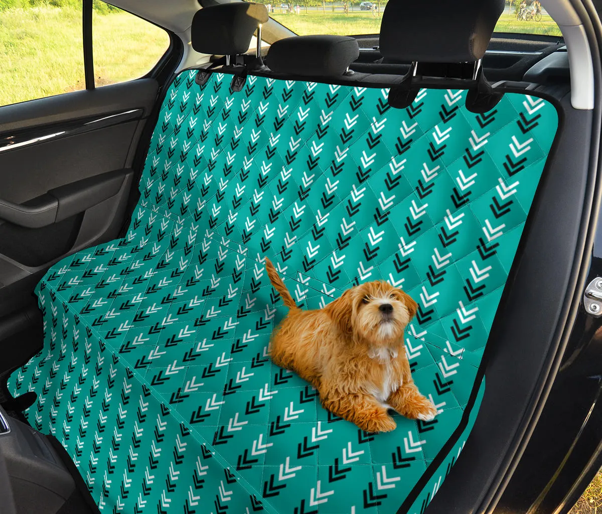Teal, White and Black Arrow Pattern Dog Hammock Back Seat Cover For Pets
