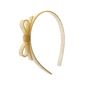 Thin Bow Glitter Gold Headband - VAL