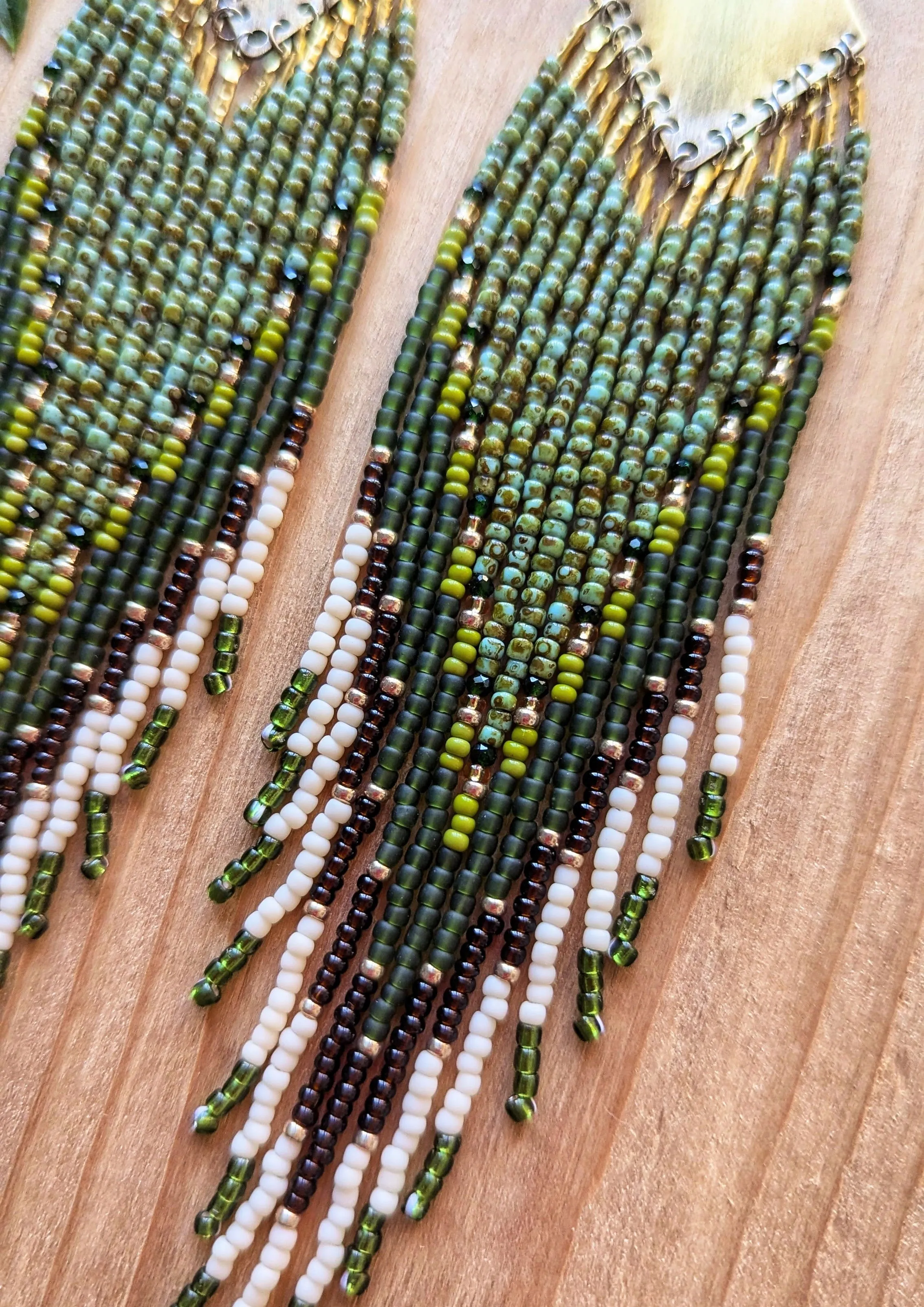 Torri Green Boho Beaded Earrings