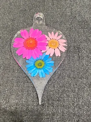 Transparent Suncatcher with Colorful Flowers